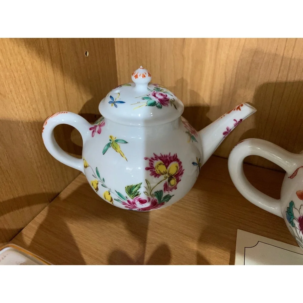 Franklin Mint Rare Porcelain Teapot Cottage French Country Minimalist Luxe 11 pc